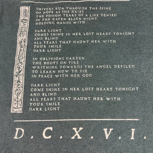Y2K HIM Band Shirt Men Large Black Dark Light Heartagram Lyrics Double Sided Tee - Picture 7 of 11